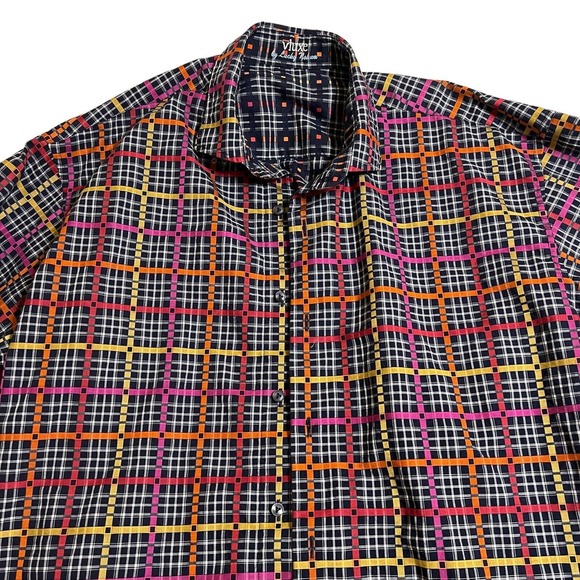 Vluxe By Lucky Nahum Reversible long sleeve button down 2XL Colorful Checked - Picture 2 of 12